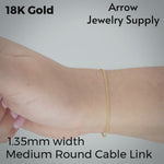 Load and play video in Gallery viewer, 18K Yellow Solid Gold Medium Round Cable Link Necklace Chain
