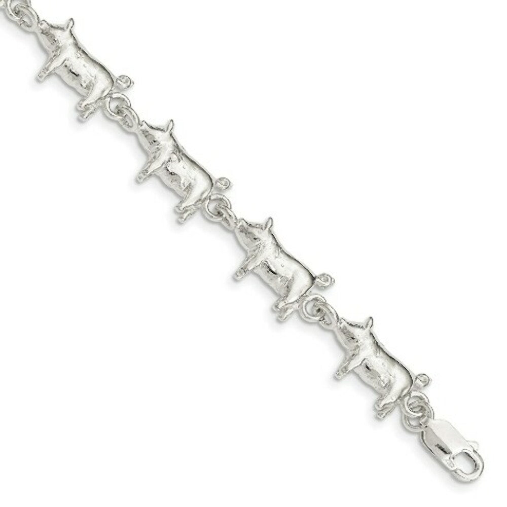 Sterling Silver Pig Hog Piggy Piglet Bracelet 7'' length