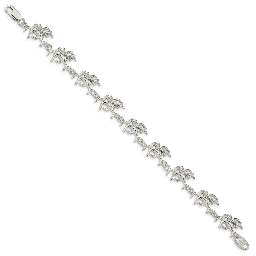 Sterling Silver Unicorns Bracelet 7'' length