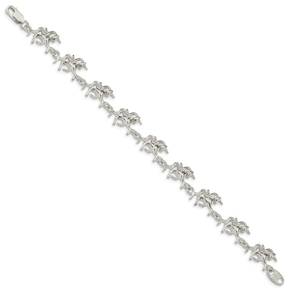 Sterling Silver Unicorns Bracelet 7'' length