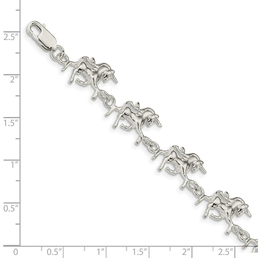 Sterling Silver Unicorns Bracelet 7'' length