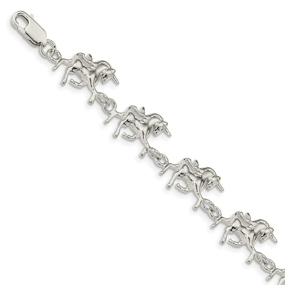 Sterling Silver Unicorns Bracelet 7'' length
