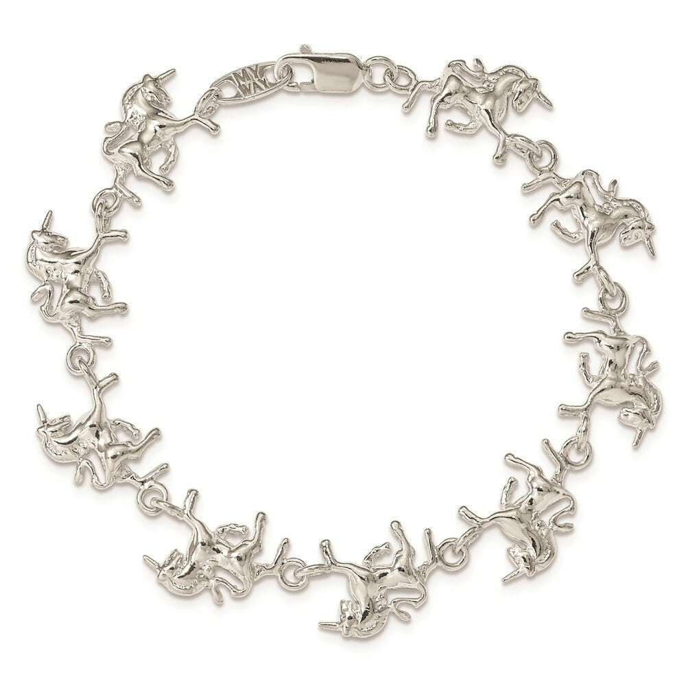 Sterling Silver Unicorns Bracelet 7'' length