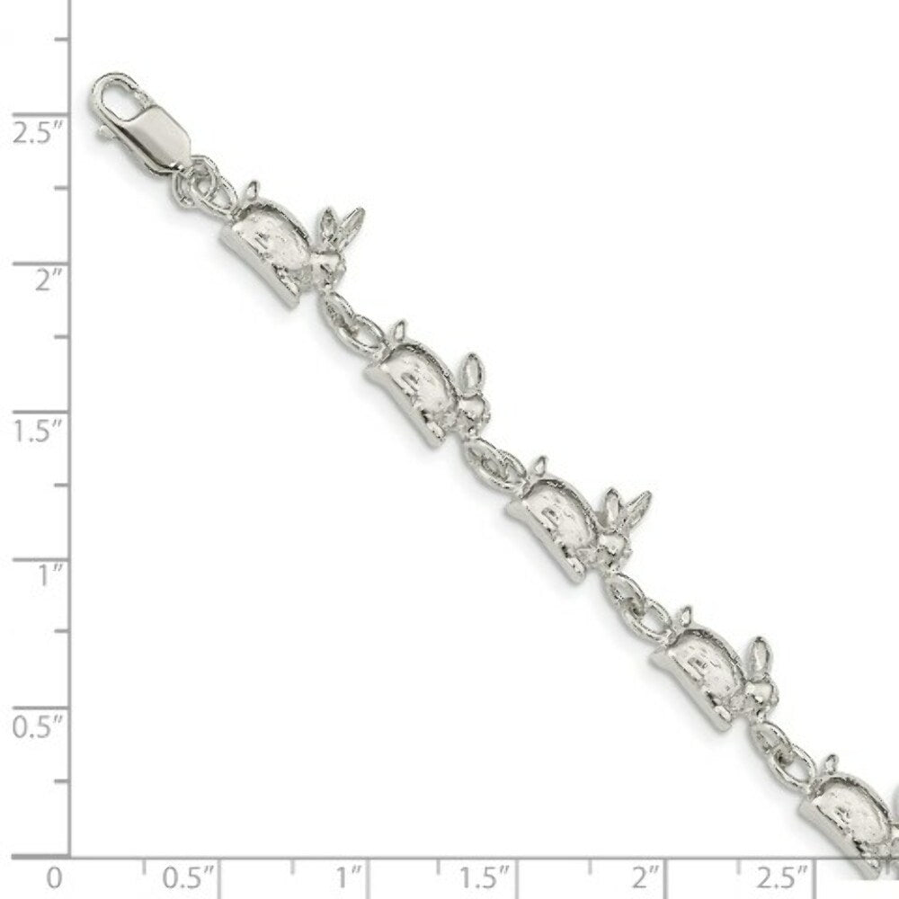 Sterling Silver Rabbits Bracelet 7'' length