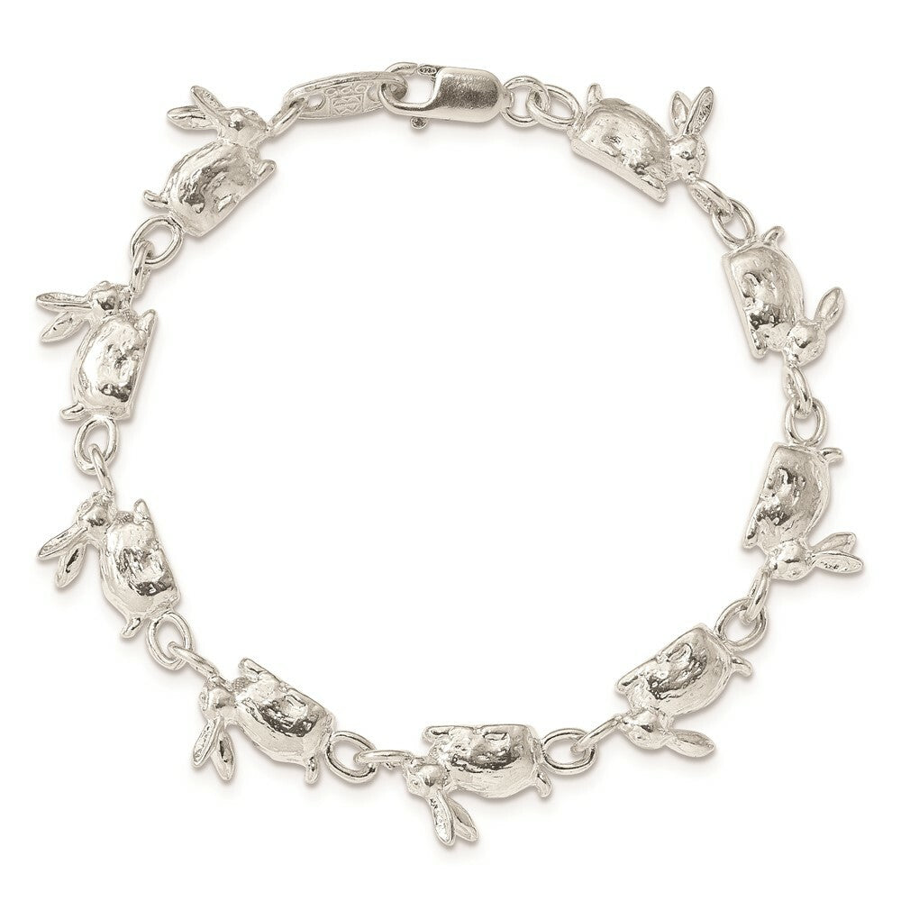 Sterling Silver Rabbits Bracelet 7'' length