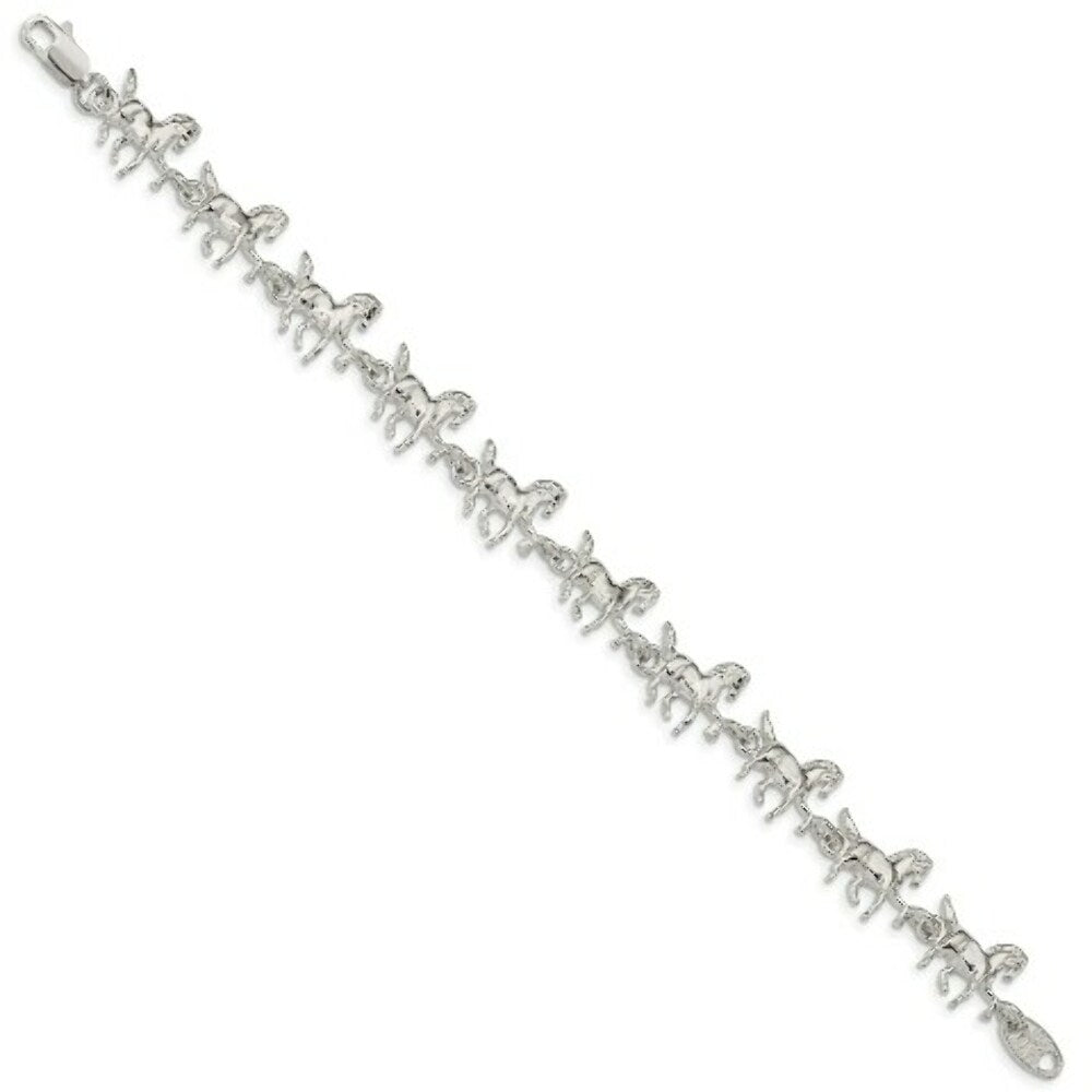 Sterling Silver Horses Bracelet 7'' length