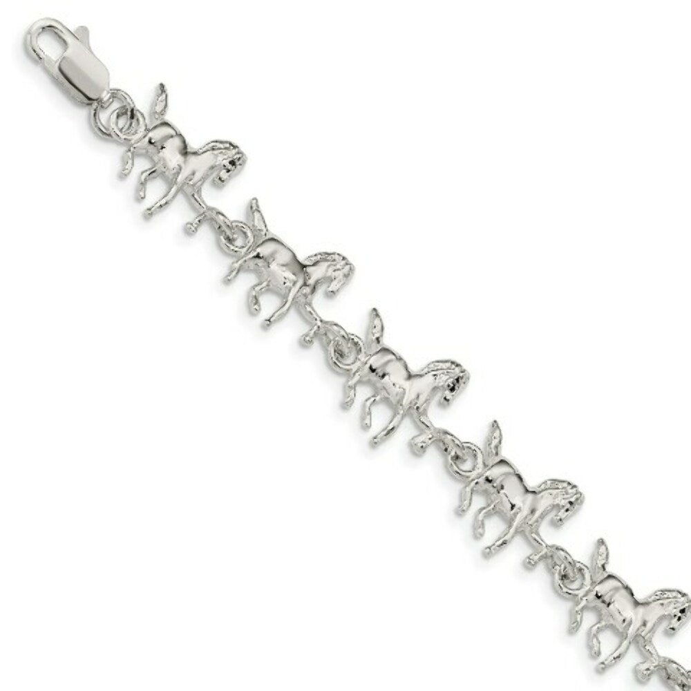Sterling Silver Horses Bracelet 7'' length