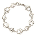 Load image into Gallery viewer, Sterling Silver Polished Paw Print Bracelet 7.5'' length
