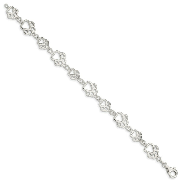 Sterling Silver Polished Paw Print Bracelet