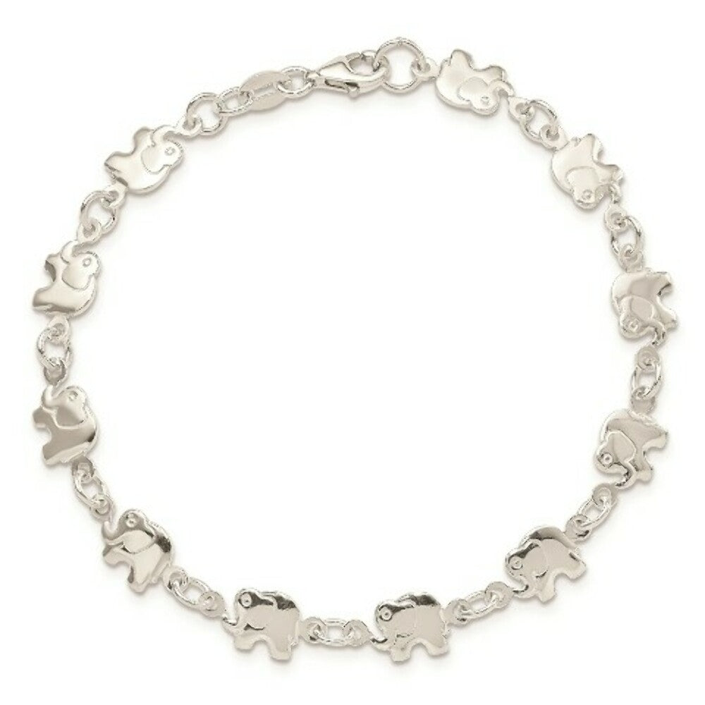 Sterling Silver Polished Elephant Bracelet 7.5'' length