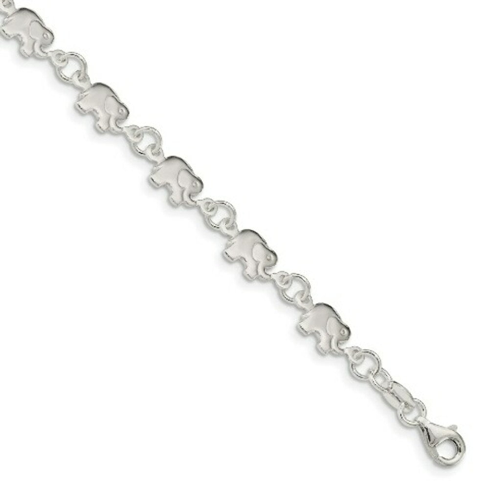 Sterling Silver Polished Elephant Bracelet 7.5'' length