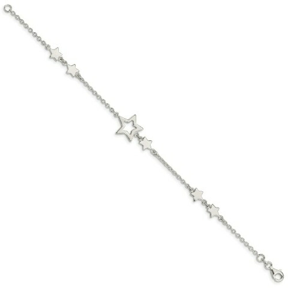 Sterling Silver Star Bracelet 7.5'' length