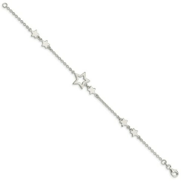 Sterling Silver Star Bracelet 7.5'' length