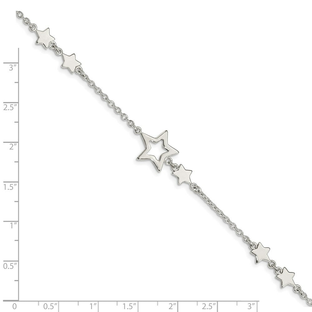 Sterling Silver Star Bracelet 7.5'' length