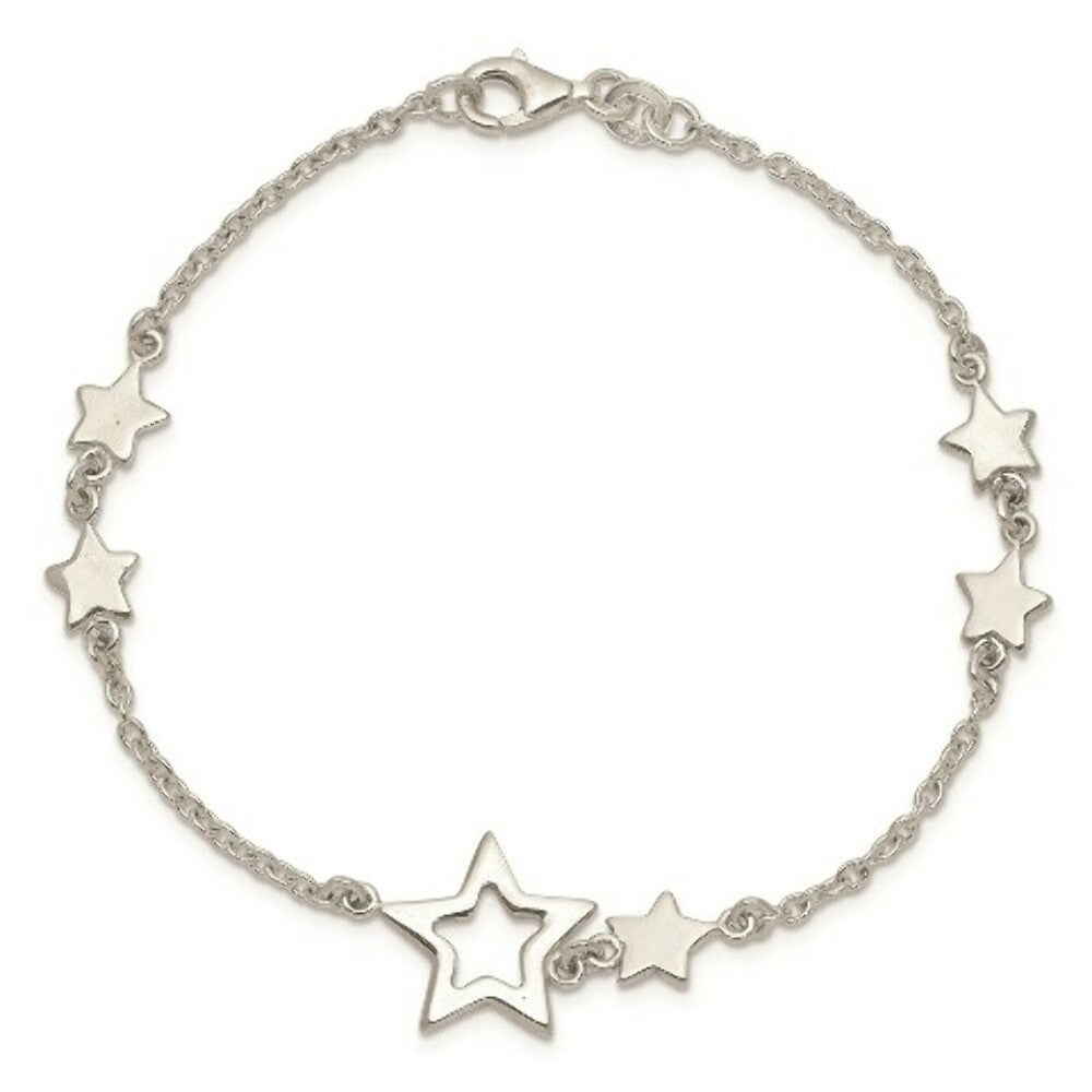 Sterling Silver Star Bracelet 7.5'' length
