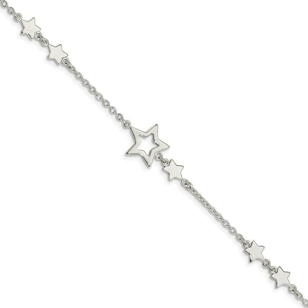 Sterling Silver Star Bracelet 7.5'' length