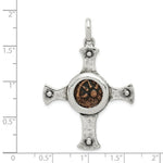 Load image into Gallery viewer, Sterling Silver &amp; Bronze Antiqued Widows Mite Coin Cross Pendant
