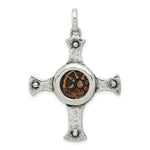Load image into Gallery viewer, Sterling Silver &amp; Bronze Antiqued Widows Mite Coin Cross Pendant
