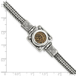 Load image into Gallery viewer, Sterling Silver &amp; Bronze Antiqued Widows Mite Coin 7in Bracelet
