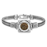 Load image into Gallery viewer, Sterling Silver &amp; Bronze Antiqued Widows Mite Coin 7in Bracelet
