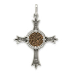 Load image into Gallery viewer, Sterling Silver Antiqued Widows Mite Coin Cross Pendant
