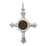 Load image into Gallery viewer, Sterling Silver Antiqued Widows Mite Coin Cross Pendant
