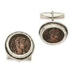 Load image into Gallery viewer, Sterling Silver Antiqued Roman Bronze Coin Cufflinks
