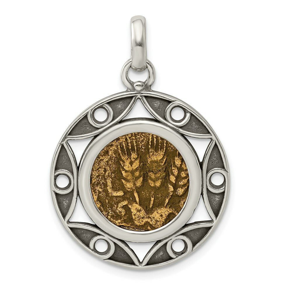 Sterling Silver & Bronze Antiqued Agrippa Coin Pendant