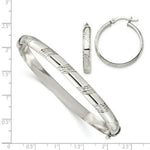 Load image into Gallery viewer, Sterling Silver Diamond-cut 6mm Bangle and 4mm Hoop Earring Set
