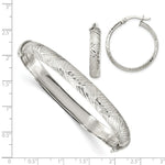 Load image into Gallery viewer, Sterling Silver Diamond-cut 7.5mm Bangle and 5mm Hoop Earring Set
