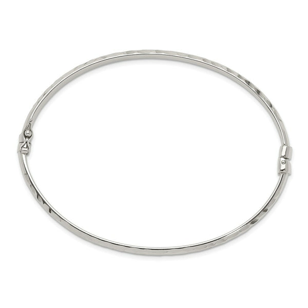 Sterling Silver Diamond-cut 4mm Bangle and 3mm Hoop Earring Set