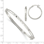 Load image into Gallery viewer, Sterling Silver Diamond-cut 4mm Bangle and 3mm Hoop Earring Set
