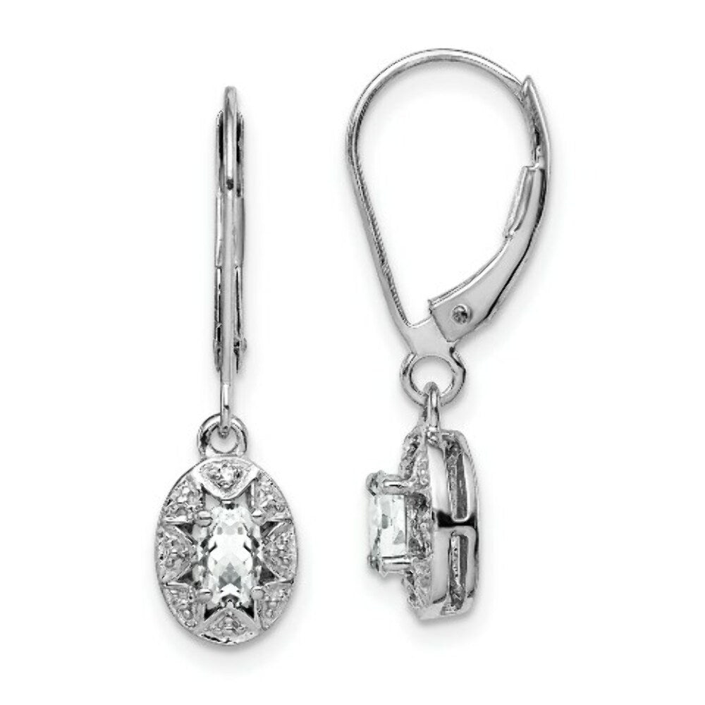 Sterling Silver Diamond and White Topaz Earrings