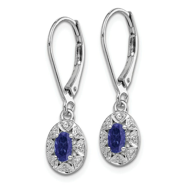 Sterling Silver Diamond and Created Sapphire Earrings