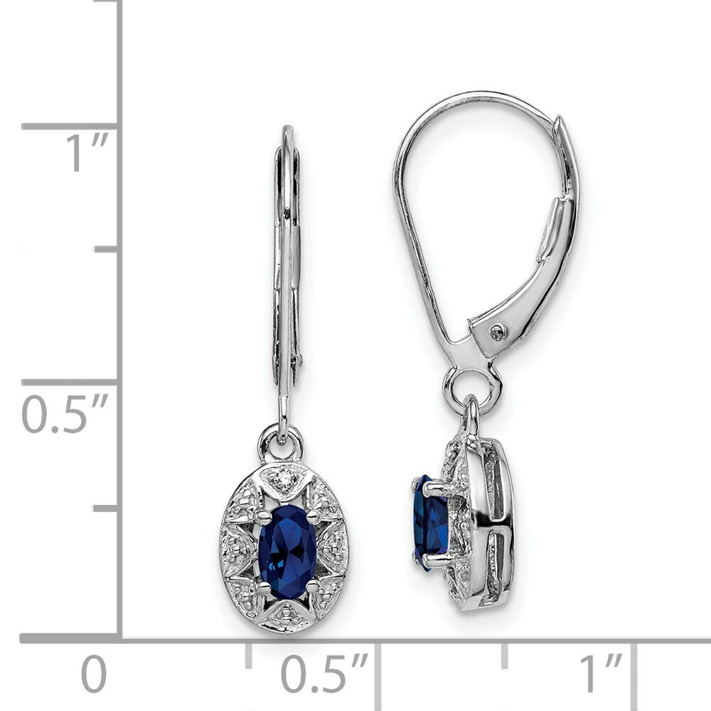 Sterling Silver Diamond and Created Sapphire Earrings
