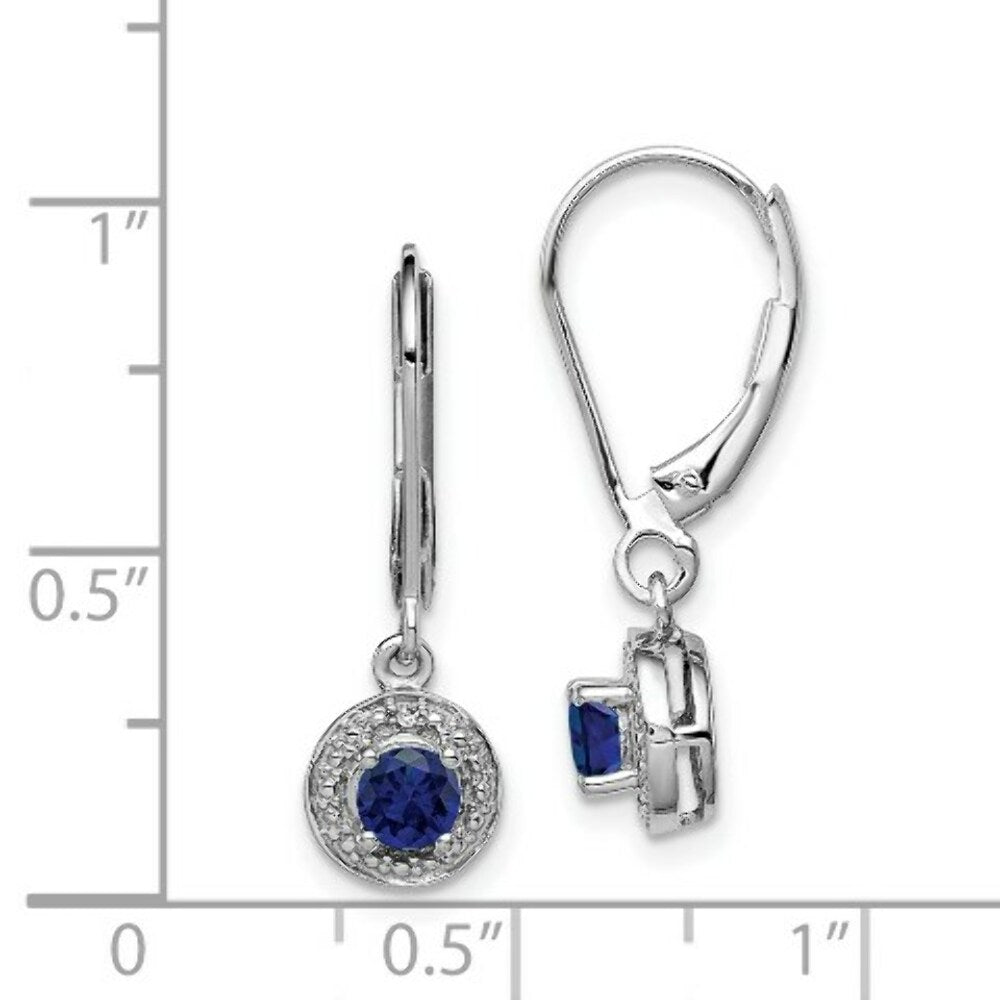 Sterling Silver Diamond and Created Sapphire Earrings