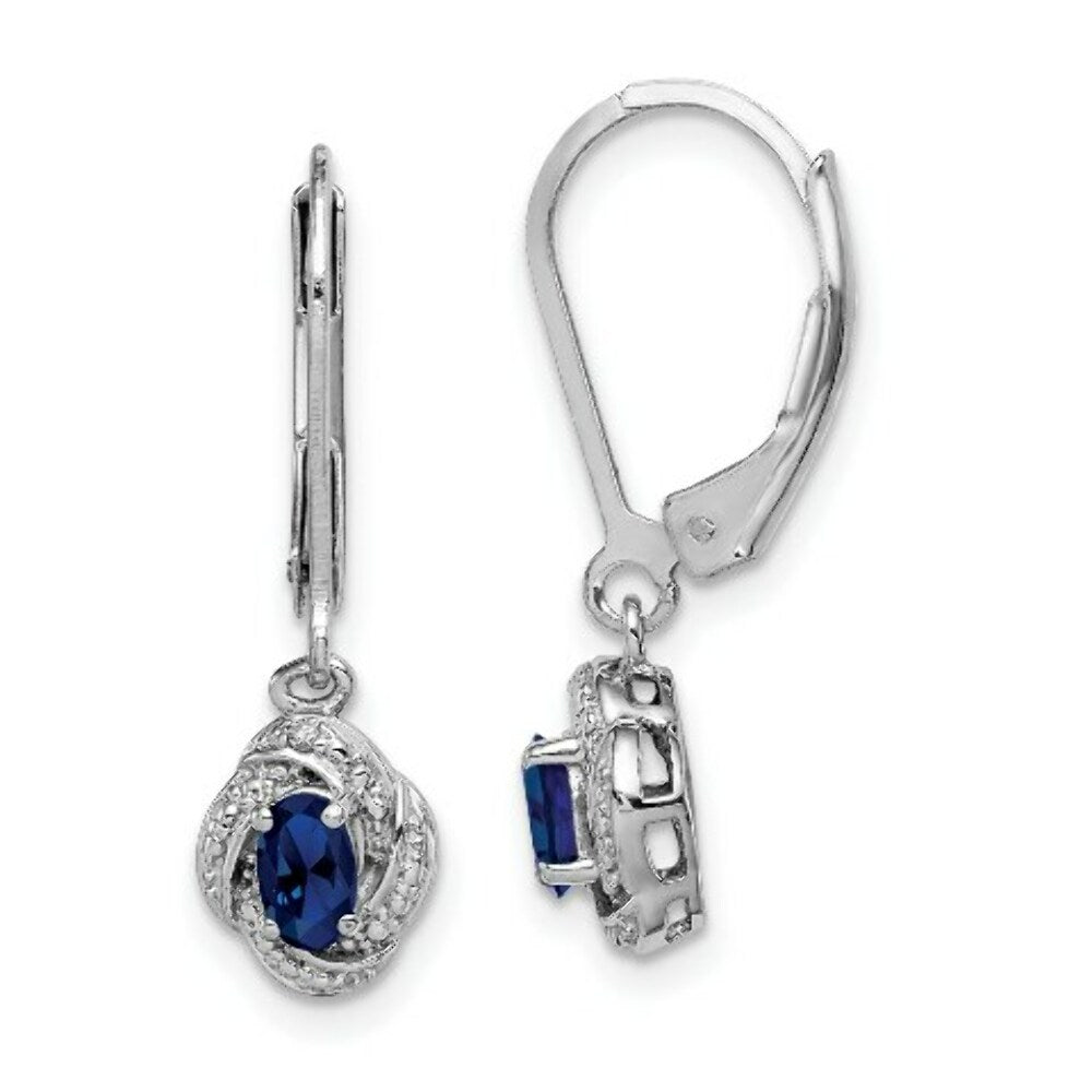Sterling Silver Diamond and Created Sapphire Earrings