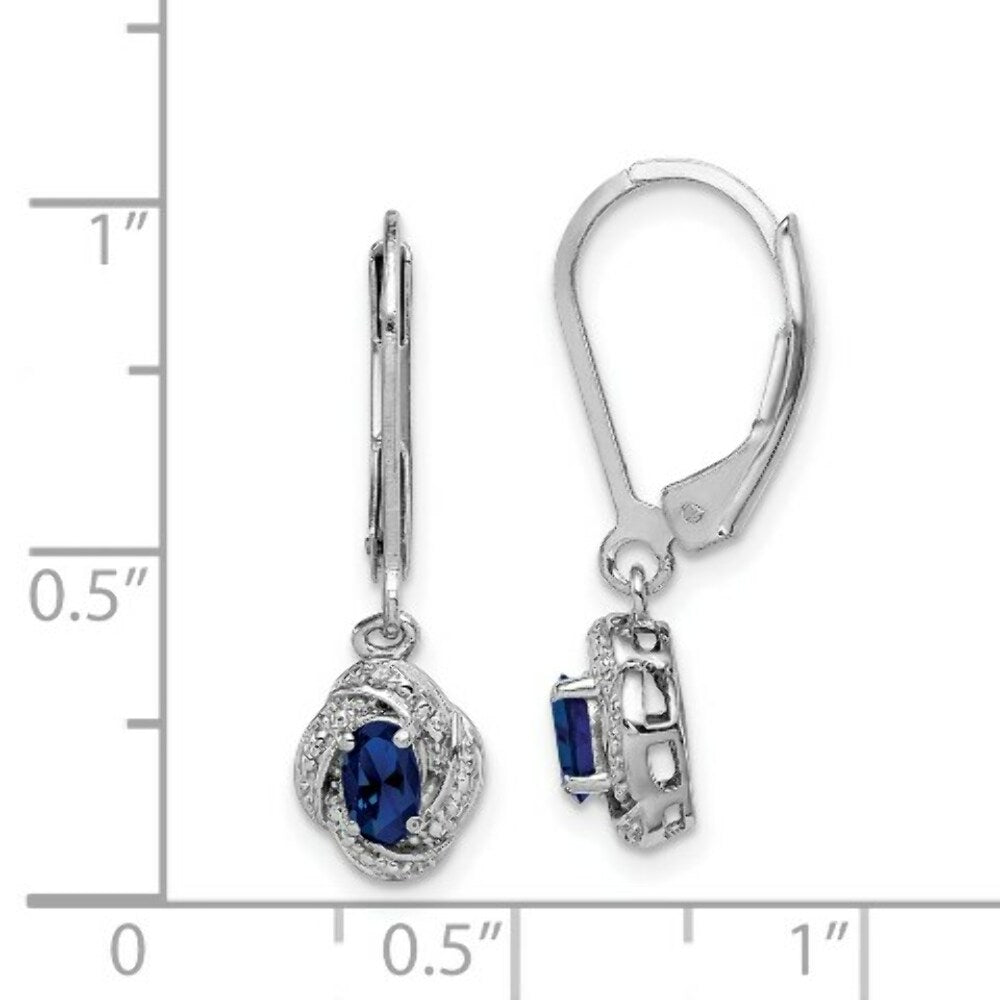 Sterling Silver Diamond and Created Sapphire Earrings