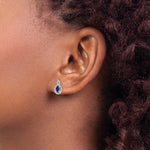 Load image into Gallery viewer, Sterling Silver Created Sapphire and Diamond Earrings
