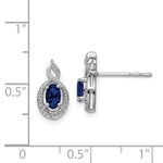 Load image into Gallery viewer, Sterling Silver Created Sapphire and Diamond Earrings
