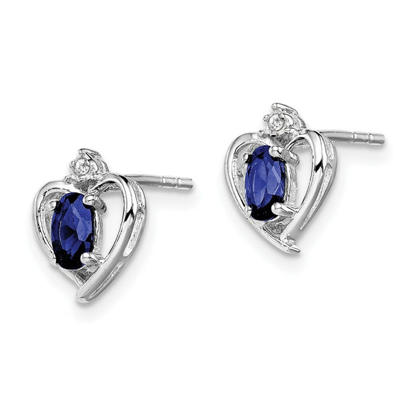 Sterling Silver Created Sapphire and Diamond Earrings