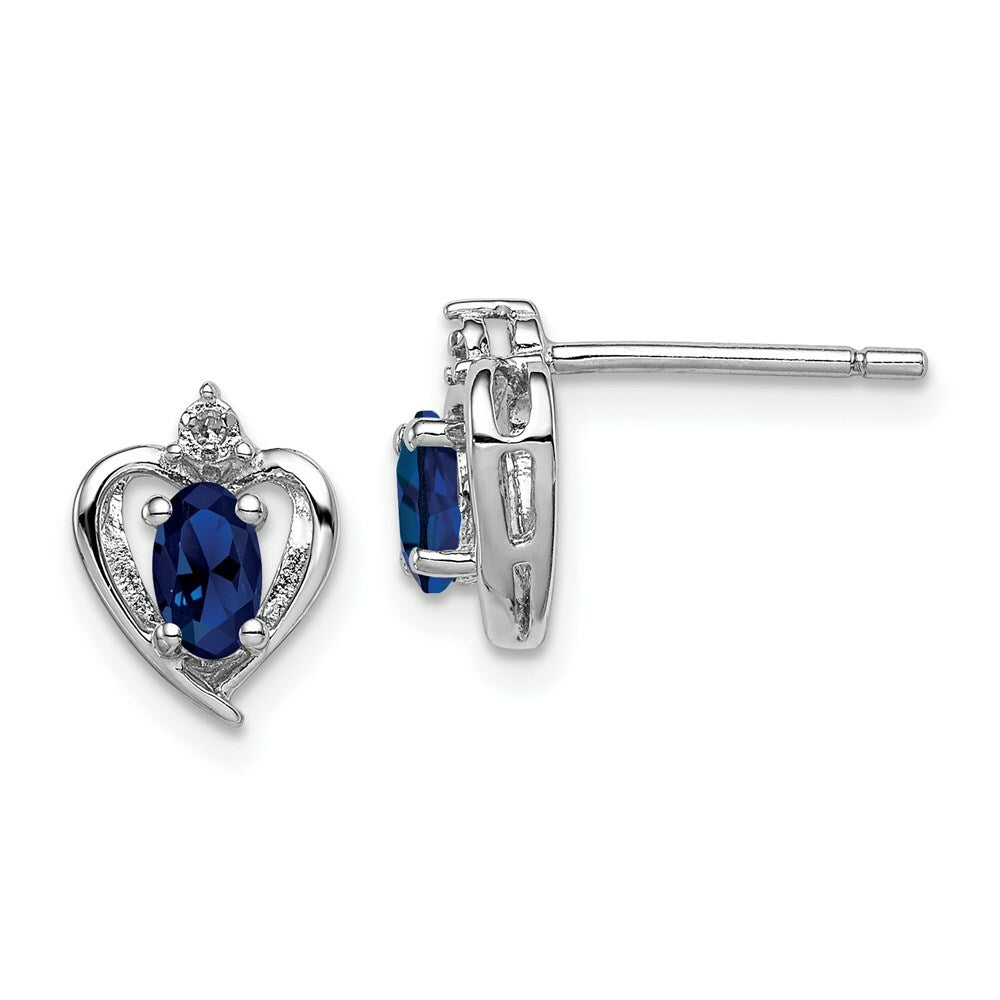 Sterling Silver Created Sapphire and Diamond Earrings