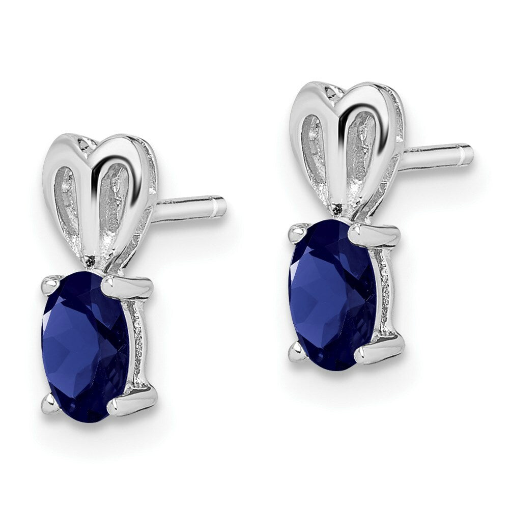 Sterling Silver Created Sapphire Earrings
