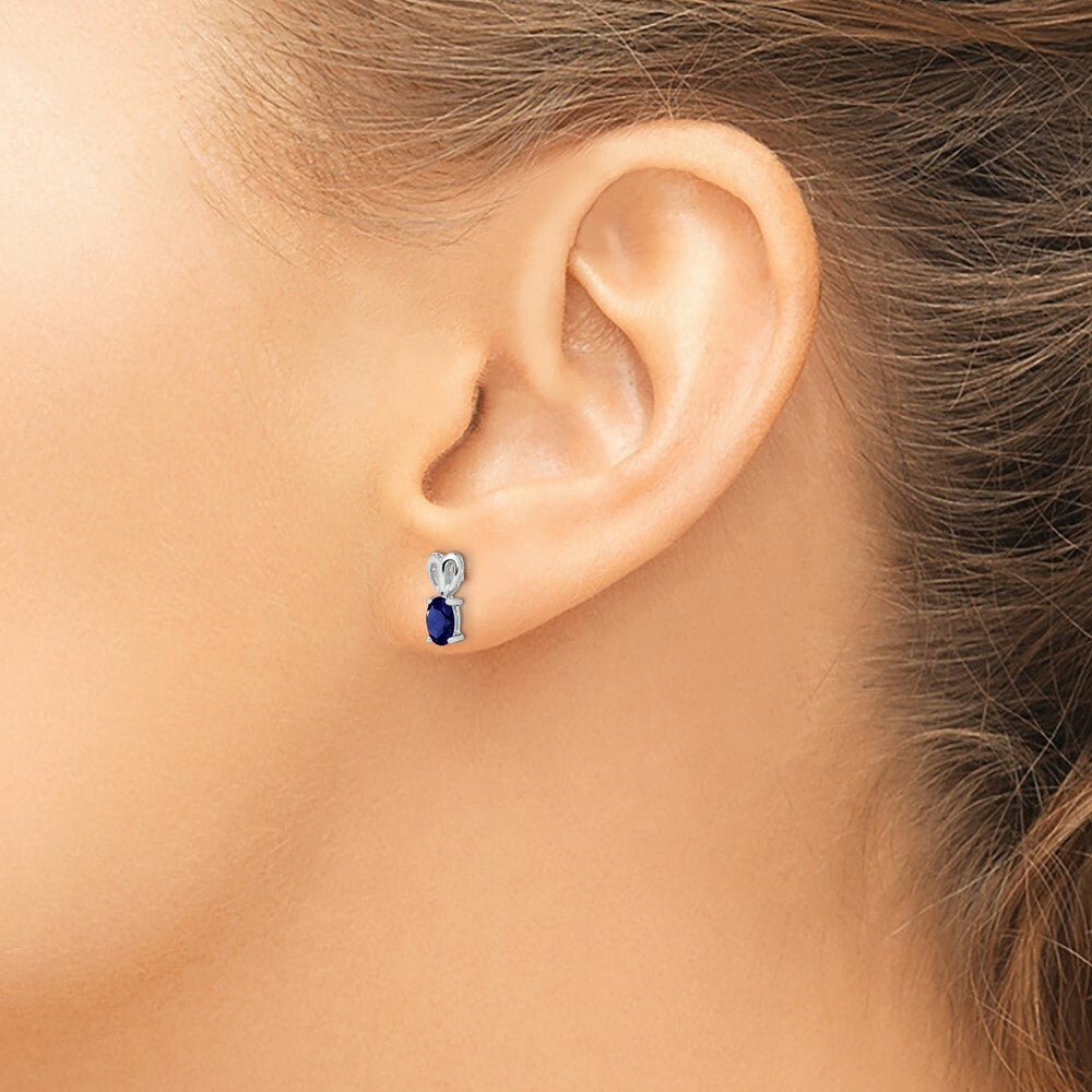 Sterling Silver Created Sapphire Earrings
