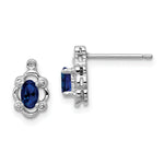 Load image into Gallery viewer, Sterling Silver Created Sapphire and Diamond Earrings
