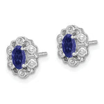 Load image into Gallery viewer, Sterling Silver Created Sapphire and Diamond Earrings
