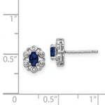 Load image into Gallery viewer, Sterling Silver Created Sapphire and Diamond Earrings
