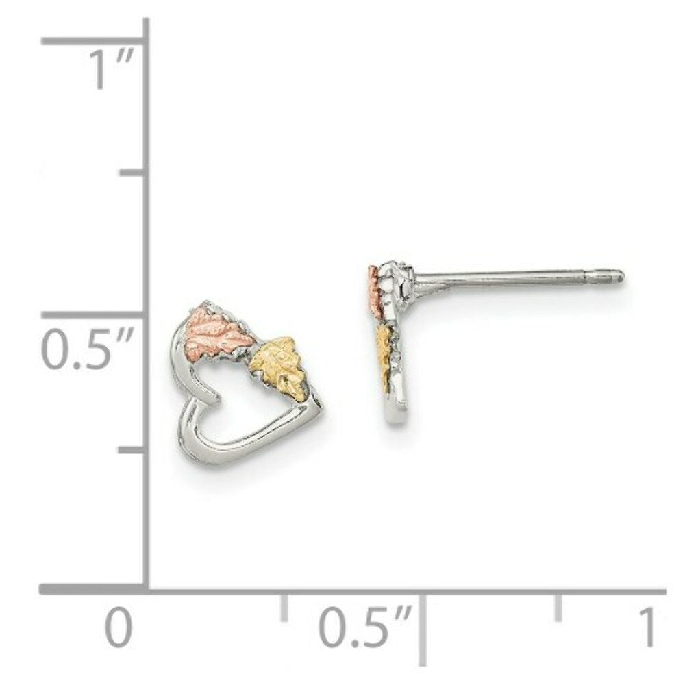 Sterling Silver & 12K Small Heart Post Earrings