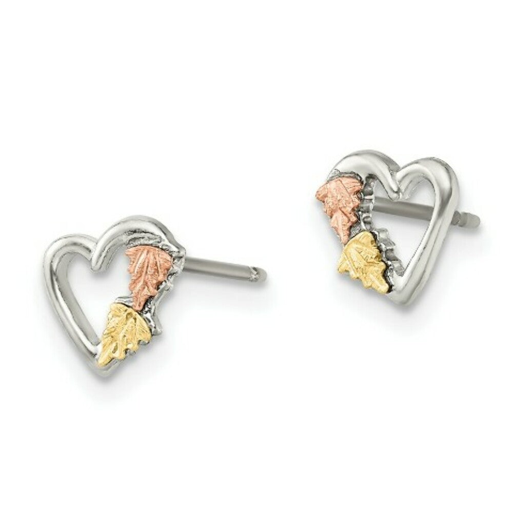 Sterling Silver & 12K Small Heart Post Earrings