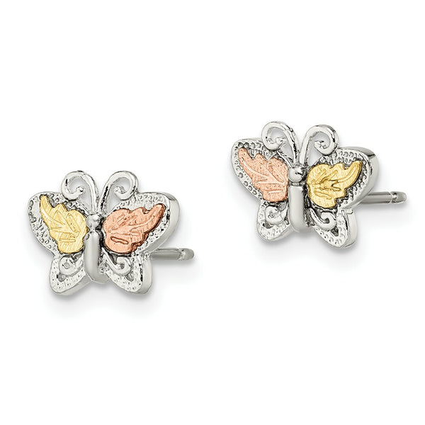 Sterling Silver & 12K Butterfly Post Earrings